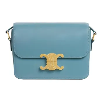 CELINE Triomphe Arc De Triomphe Smooth Cow Leather Handbag Shoulder Bag Crossbody Bag Women's Denim Blue