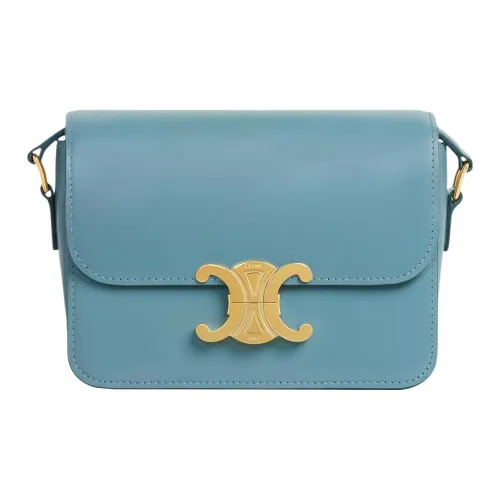 CELINE Triomphe Arc De Triomphe Smooth Cow Leather Handbag Shoulder Bag Crossbody Bag Women's Denim Blue