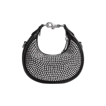 COACH Suede Shoulder Bag, Crossbody Bag, Handbag Mini Women's Black & Silver