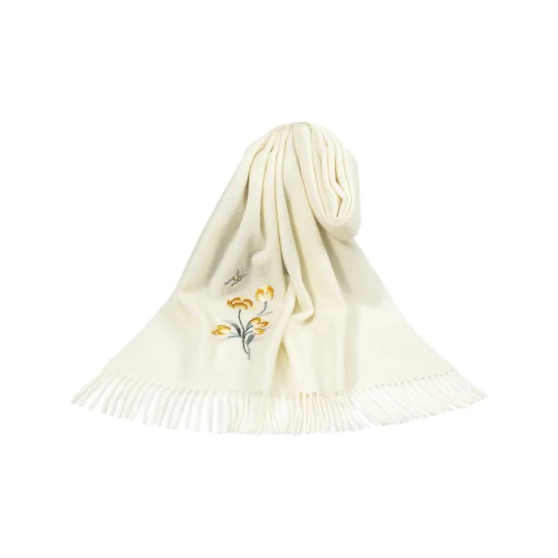 Shanghai Story 100% Sheep Wool Knit Scarves Women's 6 Colors Available For Selection-12