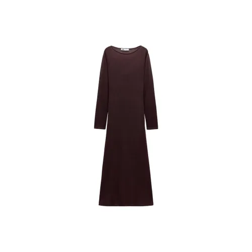 ZARA Long Sleeved Dresses Women's Dark Red
