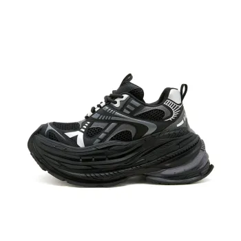 M88M Wear Resistant Breathable Height Increasing Low Top Chunky Sneakers Unisex Black