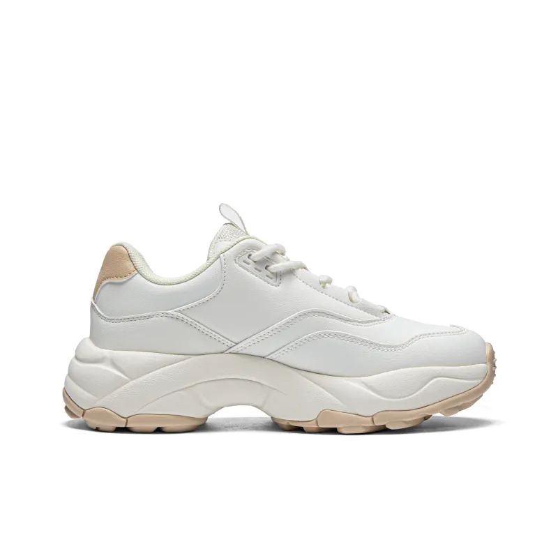 Kappa Cushioning Height Increasing Wear-Resistant Slip-Resistant Low-Top Chunky Sneakers Unisex White-2