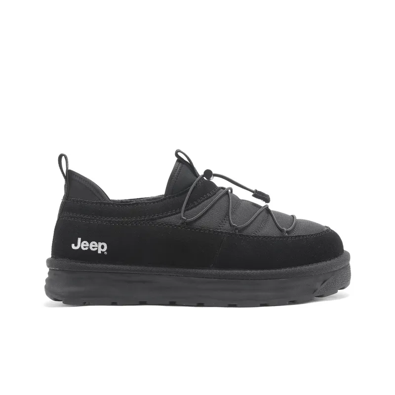 Jeep Thermal Coverage Height Increasing Balance Abrasion Resistant Slip Resistant Ankle Length Snow Boots Men's Black-1