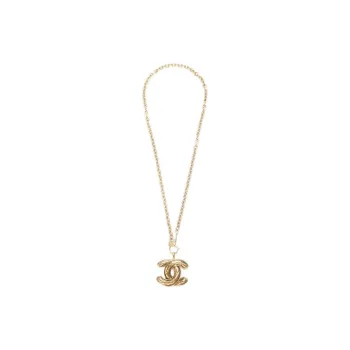 CHANEL 20th Century Plated Cc Quilted Pendant Necklace Costume Necklace