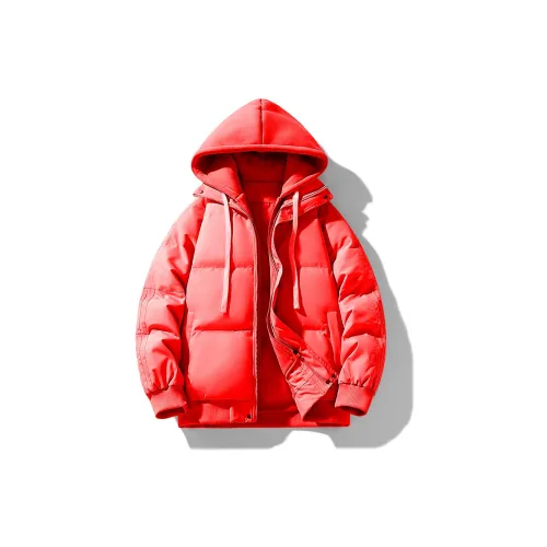 NEAR HERE Puffer Jackets Unisex Red