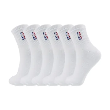 NBA Mid Calf Socks Men's 6 Pack White