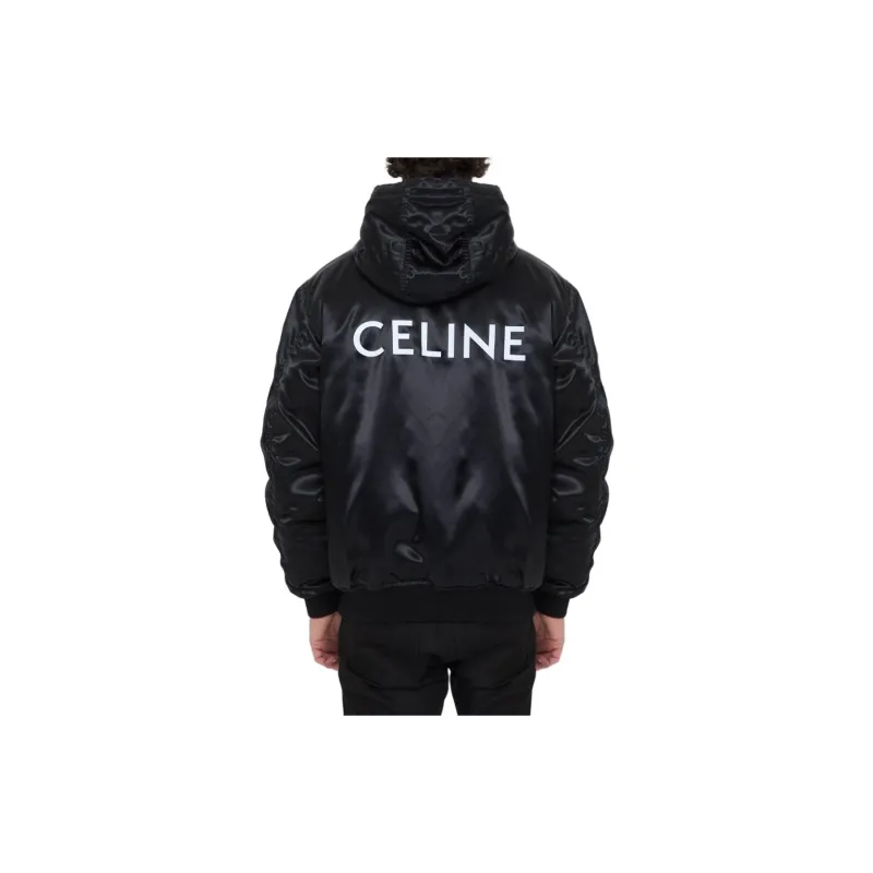 CELINE Bomber Jacket With CELINE Print In Satin Finish Nylon-4