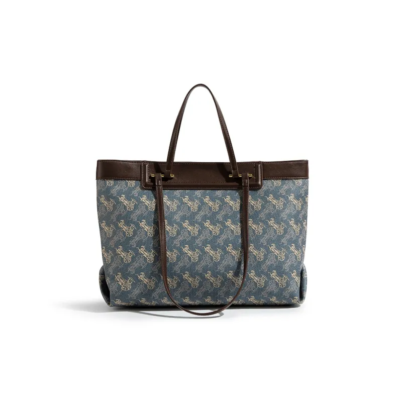 CentarlKatty PU Tote Bag Shoulder Bag Handbag Women's Coach Blue & Coffee-2