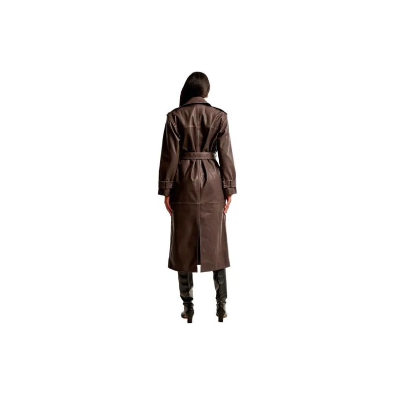 Abercrombie＆Fitch Trench Coats Women's Coffee-2