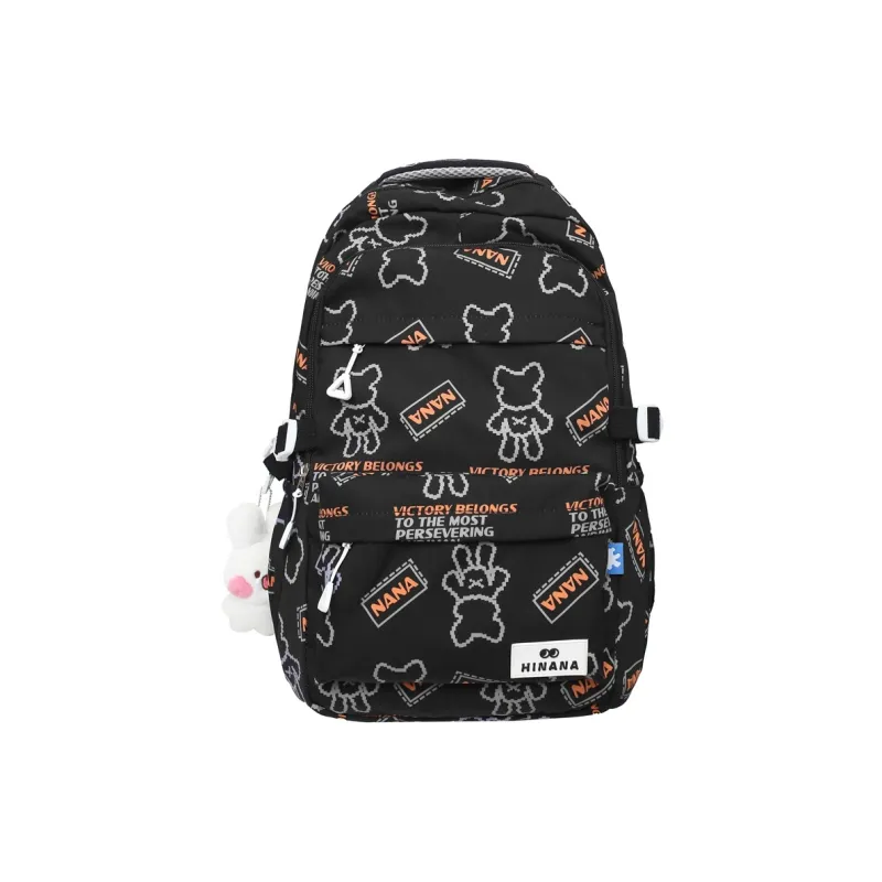 NX DOUGHNUT Nylon Backpack Regular Women's English Bear Ecru Heart Bear Pink Bear Black Bear Cow Pattern-14