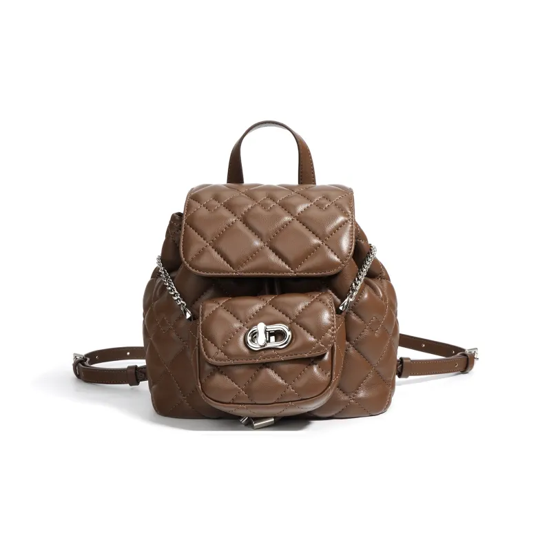 NIUMJ Cow Leather Backpack Regular Women's Black/Silver/Coffee/Apricot-5