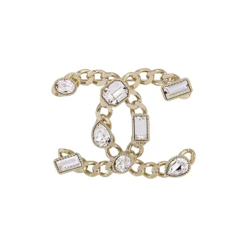 CHANEL Rhinestone Brooches Women's Gold