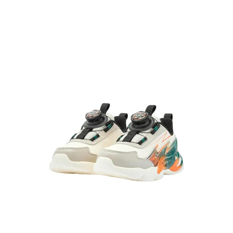 QIAODAN Slip Resistant Cushioning Low Top Kids Lifestyle Shoes White Green Children Aged 3 7 Years Old-2