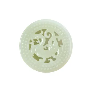 Jade Charm Yao Hetian Jade Buckle White Jade/Pale Greenish White Jade Men's