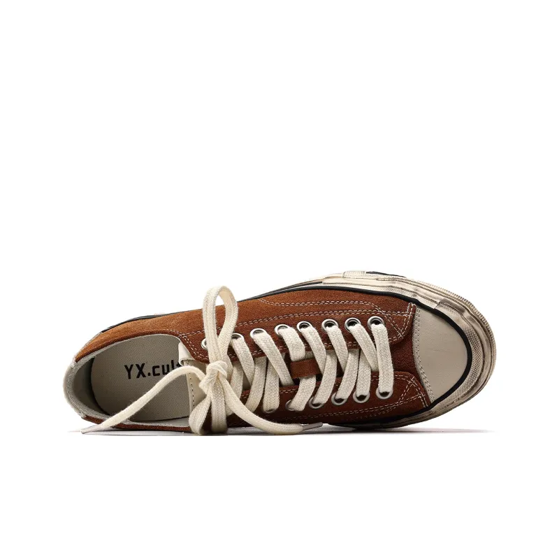 Fang Sanhuo Wear Resistant Slip Resistant Low Top Skateboard Shoes Unisex Brown-4