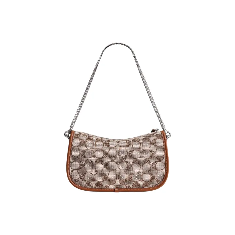 COACH Jacquard Portable Crossbody Bag, Shoulder Bag Medium Size Women's Burnished Amber-2
