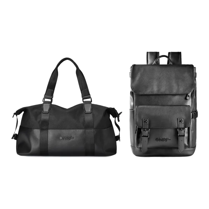 ONRF PVC Leather Backpack Travel Bag Laptop Bag For Students Tubas Unisex Black-47