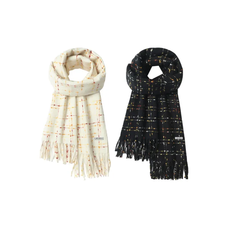 CARTELO Polyester Knit Scarves Unisex Black/White/Red/Pink-4