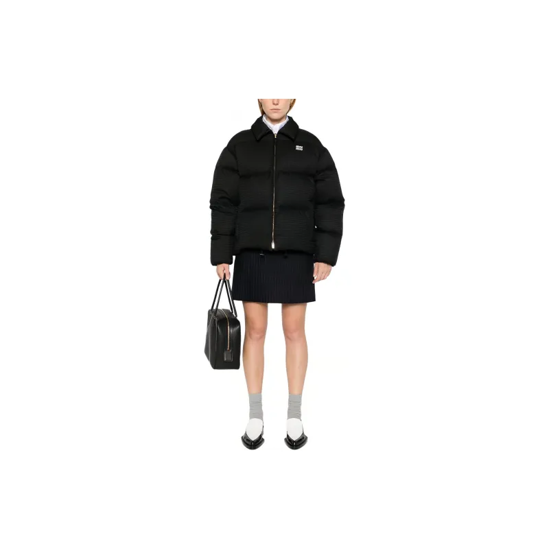 MIU MIU Collared Zip Up Puffer Jacket-1