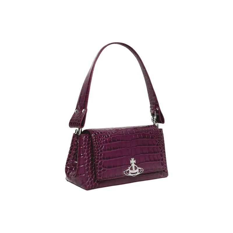 Vivienne Westwood HAZEL Leather Shoulder Bag, Crossbody Bag, Handbag Medium Size Women's Purple-2