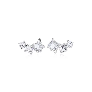 KADER 925 Sterling Silver Stud Earrings Women's Silver