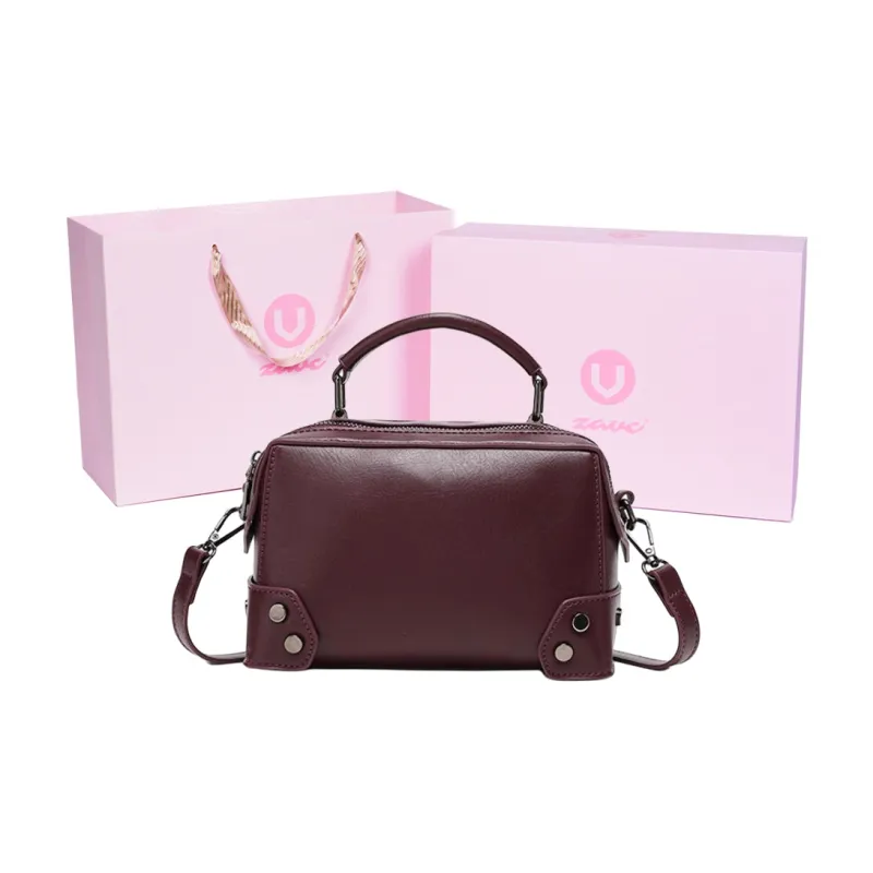 ZAVC PU One Shoulder Handbag Women's Black/Rose Red/Brown/Earth Yellow-4