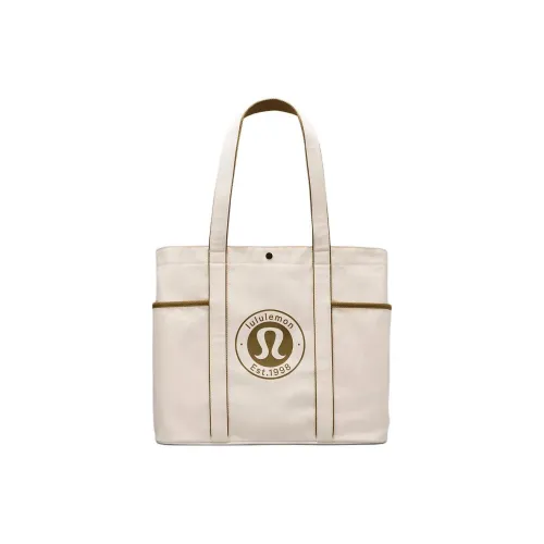 Lululemon Cotton And Canvas Tote Bag, Shopping Bag, Shoulder Bag, Handbag Regular Unisex Natural & Brown