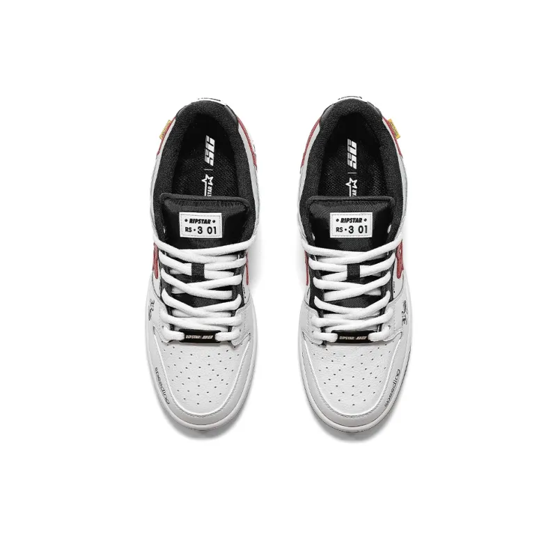 RIPSTAR SKBD SC Anti Slip Wear Resistant Low Top Skateboard Shoes Unisex White Red-5