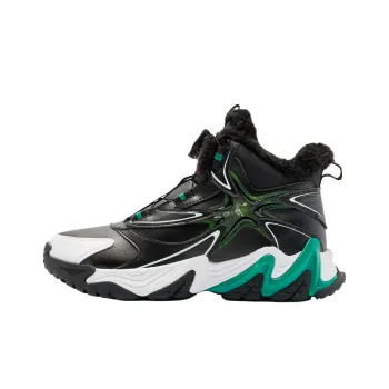 QIAODAN Crampons 3.0 Anti Slip And Wear Resistant Warm High Top Kids Lifestyle Shoes Black Green Size 34 42 Teenagers