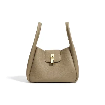 NIUMJ Top Grain Cow Leather Shoulder Bag Crossbody Bag Handbag Regular Women's Elephant Gray/Amber Gold/Midnight Blue