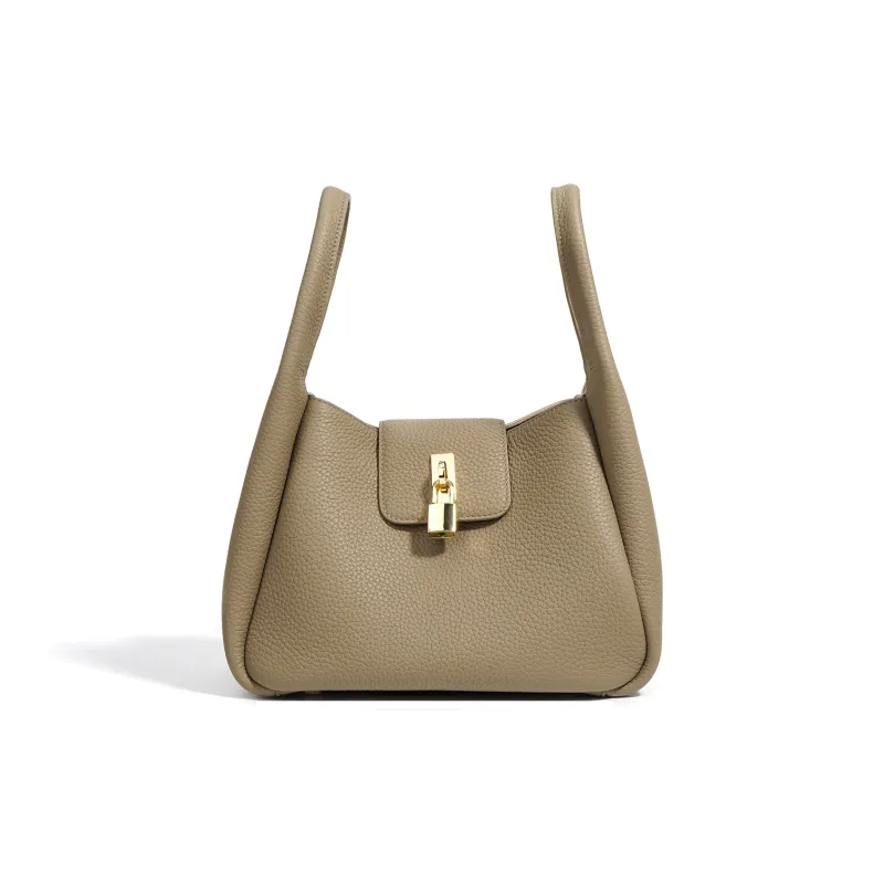 NIUMJ Top Grain Cow Leather Shoulder Bag Crossbody Bag Handbag Regular Women's Elephant Gray/Amber Gold/Midnight Blue-0