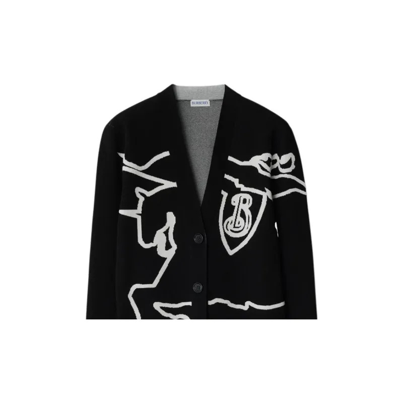 Burberry Equestrian Knight V Neck Buttoned Cardigan-4