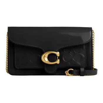 COACH Tabby Patent Leather Shoulder Bag Crossbody Bag Clutches Small Size Women's Black
