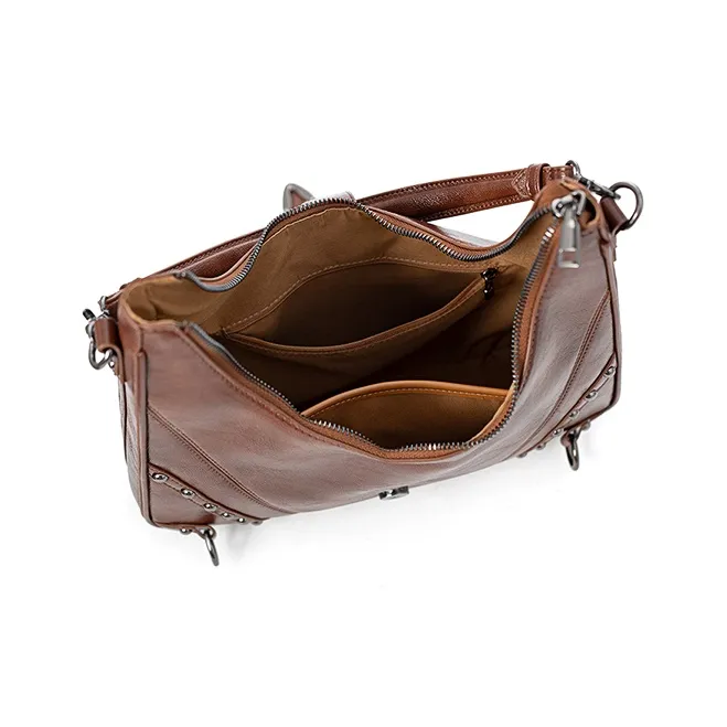 Vigno Synthetic Leather Shoulder Bag Handbag Regular Women's Red/Coffee-13