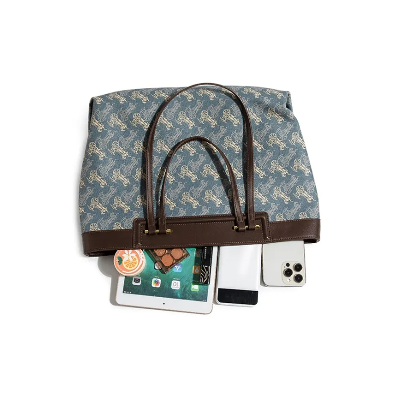 CentarlKatty PU Tote Bag Shoulder Bag Handbag Women's Coach Blue & Coffee-5