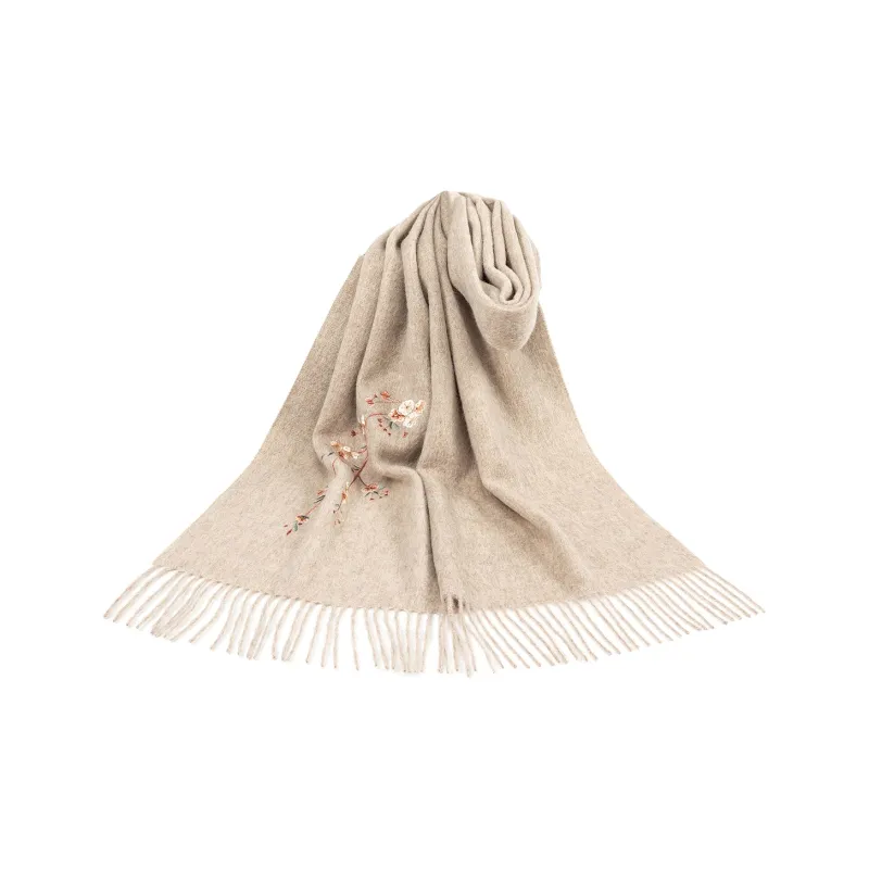 Shanghai Story 100% Sheep Wool Small Shawl Knit Scarves Women's Dark Fragrant Plum 5 Colors Available-10