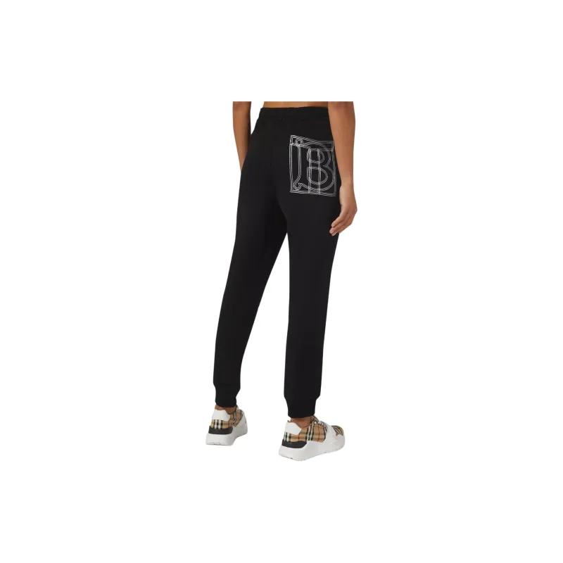 Burberry Embroidered Logo Tapered Track Pants Black-2