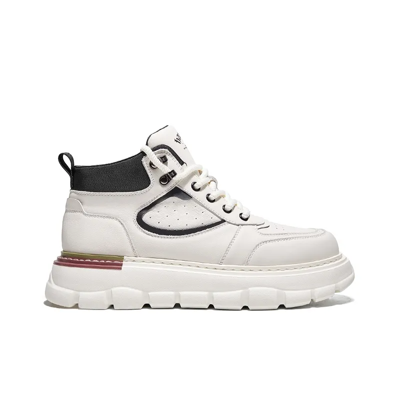 Hautton Jeans High Top Skateboard Shoes Men's White-1