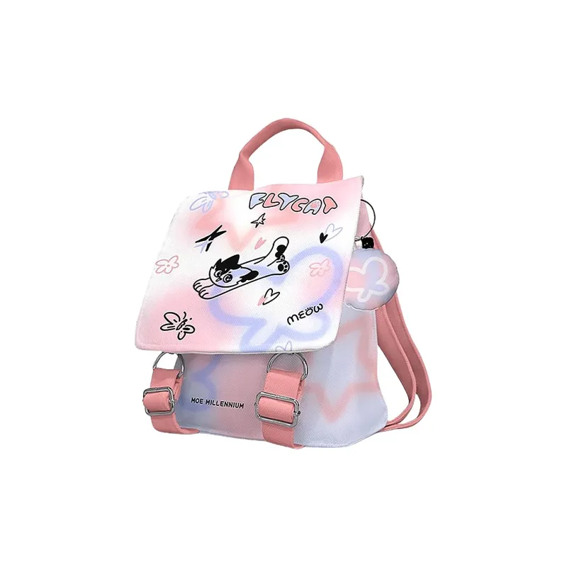 AOSONG Suede Technical Fabric Backpack Unisex Pink Millennial Kitten-0