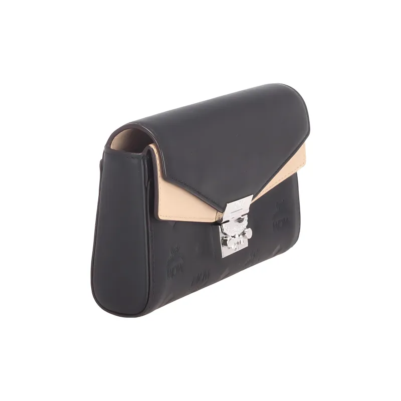 MCM Millie Visetos PVC Envelope Bag Crossbody Bag Shoulder Bag Small Size Women's Sand & Black-1