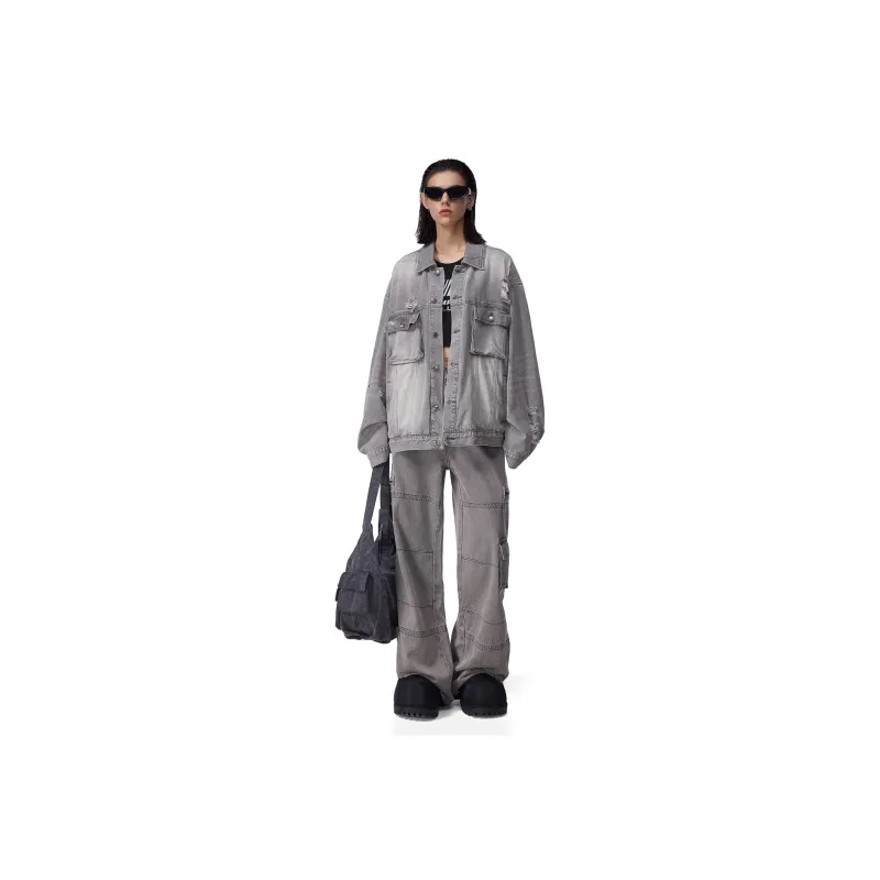FDR Denim Jacket Unisex Gray White-4