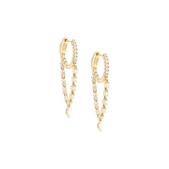 Anita Ko 18kt Yellow Gold Sienna Diamond Drop Huggie Hoop Earrings