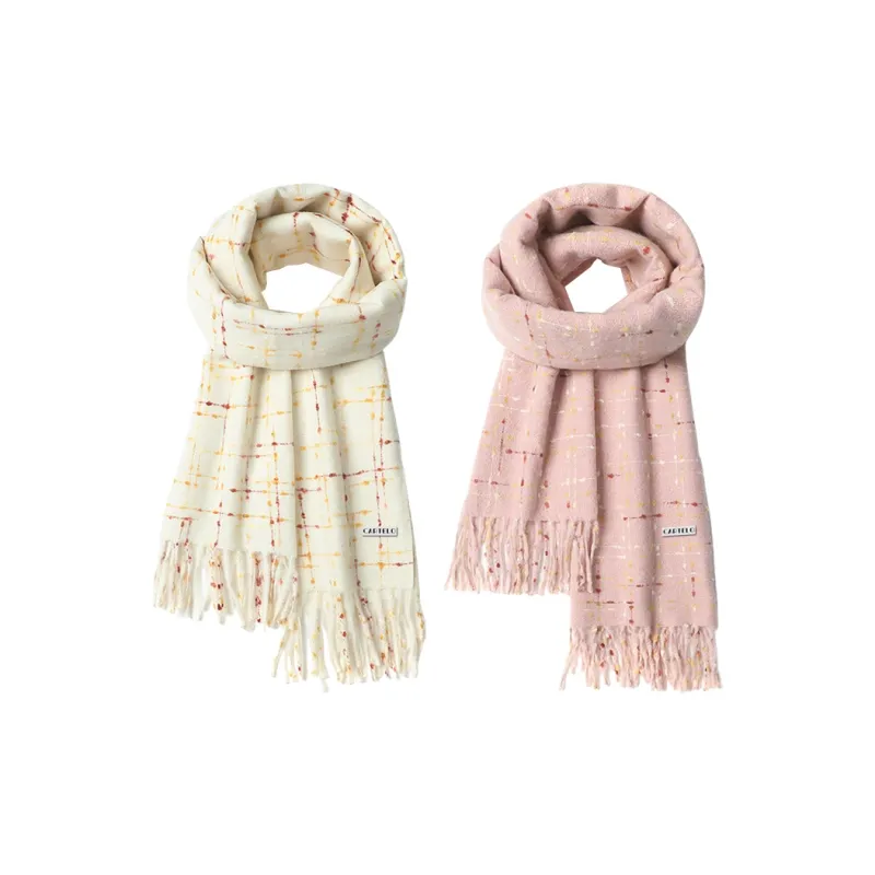 CARTELO Polyester Knit Scarves Unisex Black/White/Red/Pink-5