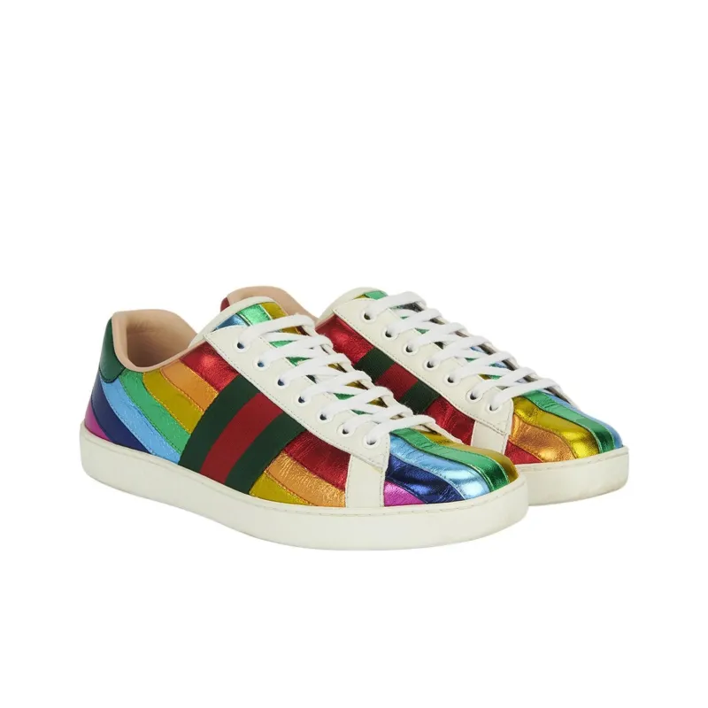 GUCCI ACE Low Top Skateboard Shoes Women's Rainbow-2