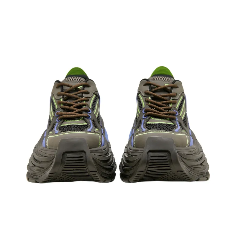 M88M Cushioned Slip Resistant Height Increasing Low Top Chunky Sneakers Unisex Olive Green-3