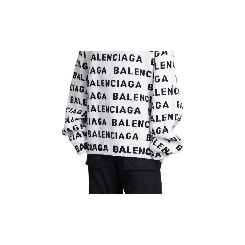 Balenciaga Allover Logo Intarsia Knitted Jumper-5