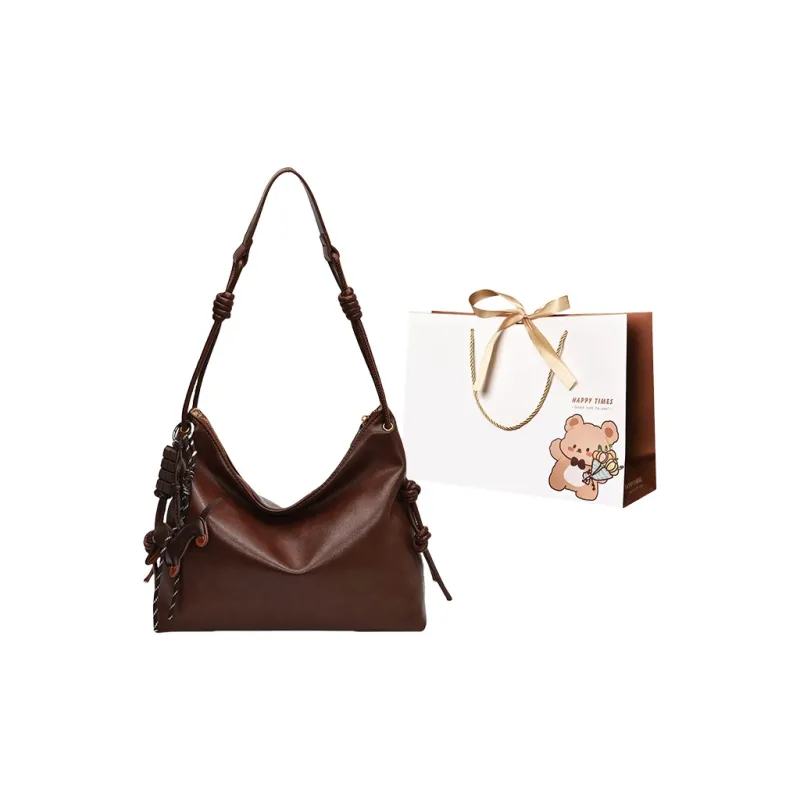 ERANGBEAR PU Shoulder Bag Women's Coffee/Black/Dark Khaki/Brown-9