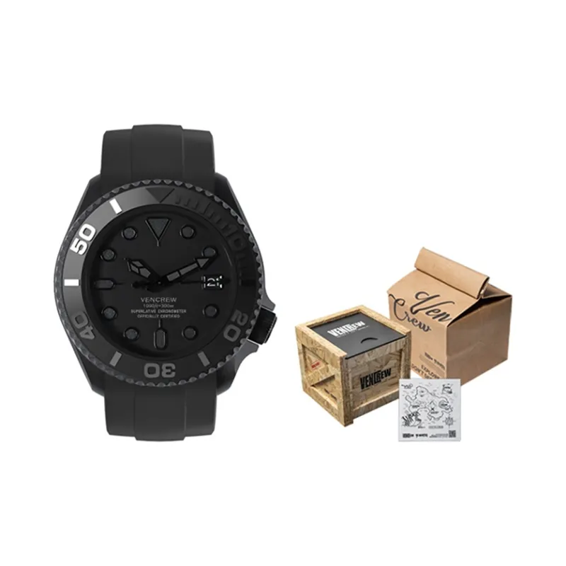 VENCREW Radar[Black Warrior] Automatic Mechanical Movement Rubber Strap Watch Unisex Black Dial-0