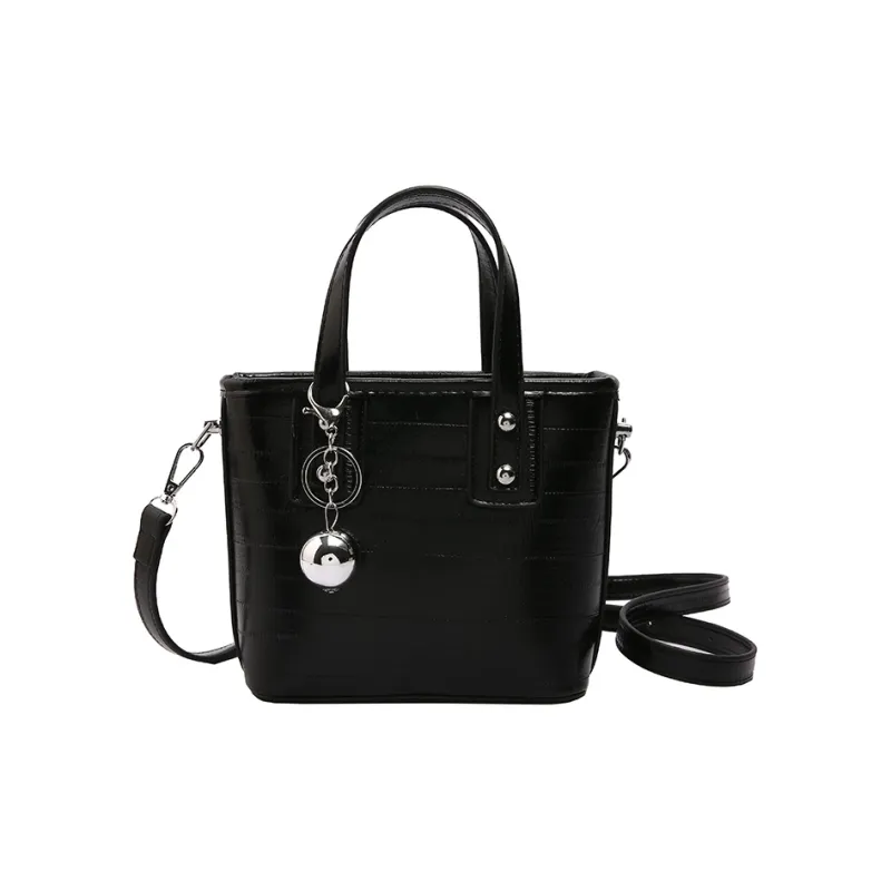 Morellybear PU One Shoulder Handbag Regular Women's Black/White/Silver-0
